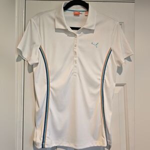 Women's Puma golf sport lifestyle short sleeve polo shirt Size Medium White